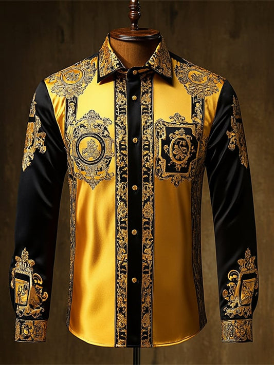 Men's Satin Luxe Long Sleeve Button Down Shirt