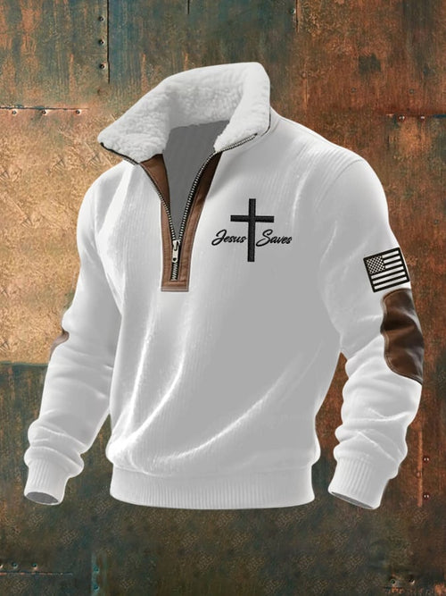 Men's Faith Art Print Zipper Sweatshirt