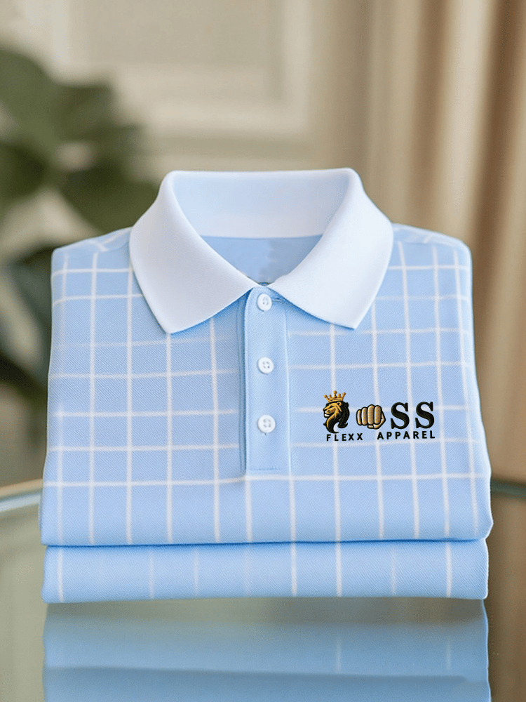 Men's Business Casual Printed Short Sleeve Polo Shirt