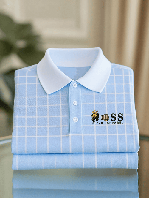 Men's Business Casual Printed Short Sleeve Polo Shirt