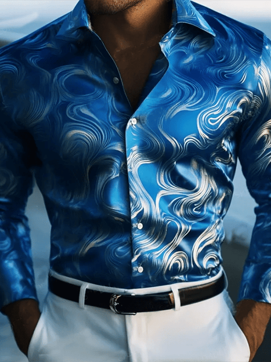 Men's Vintage Print Long Sleeve Shirt