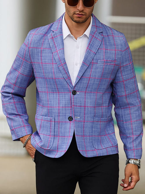 Men's Vintage Single-Breasted Plaid Gentleman's Business Suit Jacket