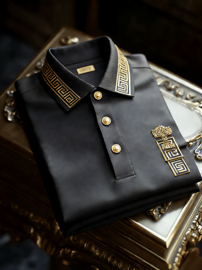 Men's Classic Business Button Short Sleeve Polo Shirt