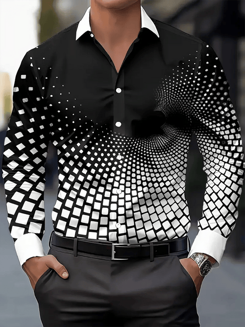 Men's Street Style Business Casual Printed Long Sleeve Shirt