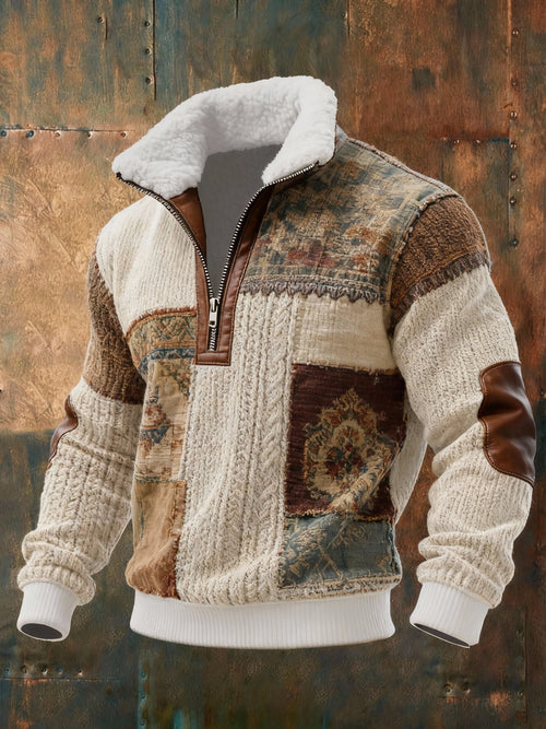 Men's Geometric Print Textured Casual Sweatshirt