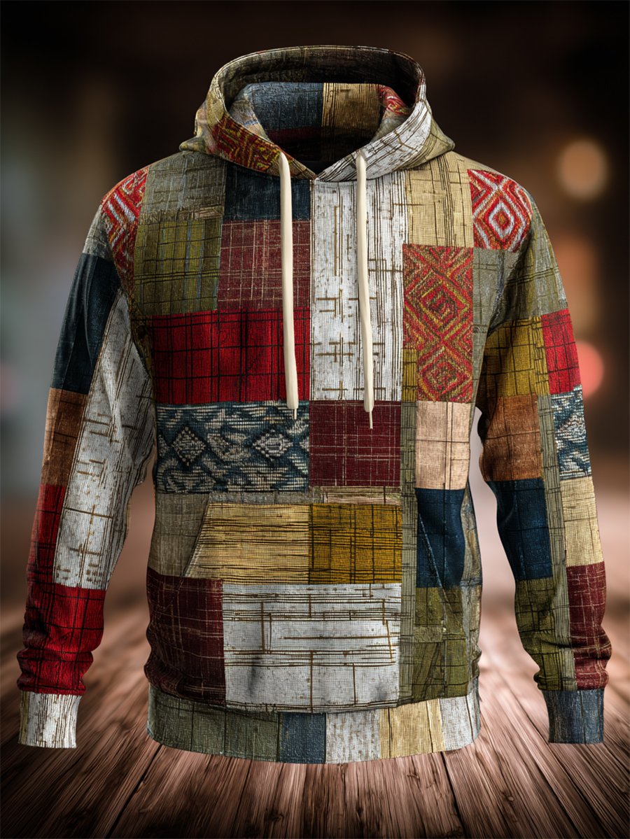 Men's Vintage Geometric Hooded