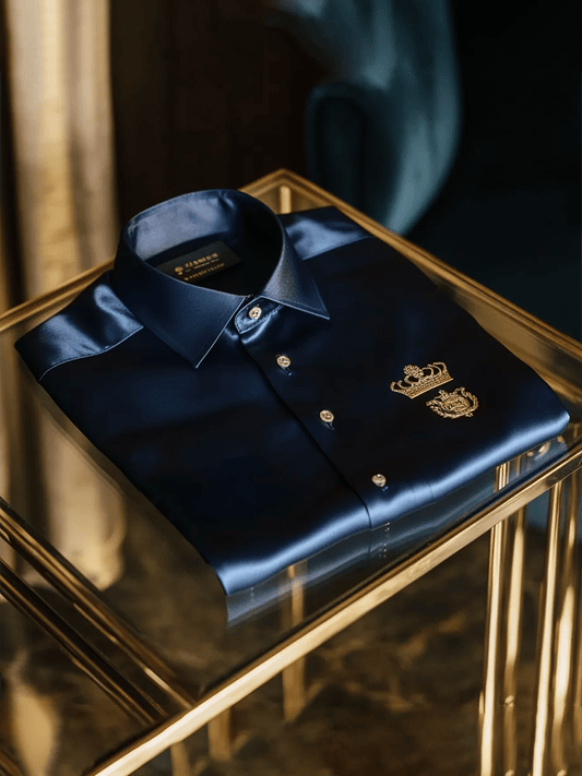 Men's Satin Luxe Print Short Sleeve Button Shirt