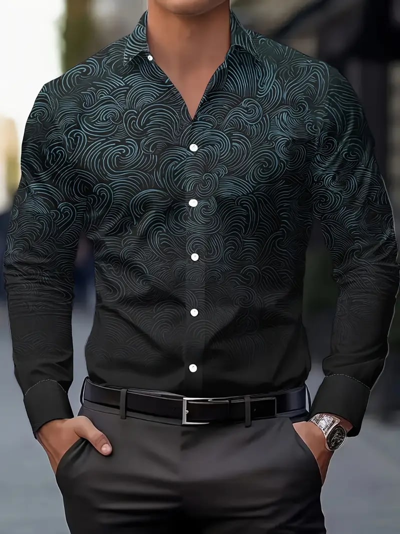 Men's Street Style Business Casual Printed Long Sleeve Shirt