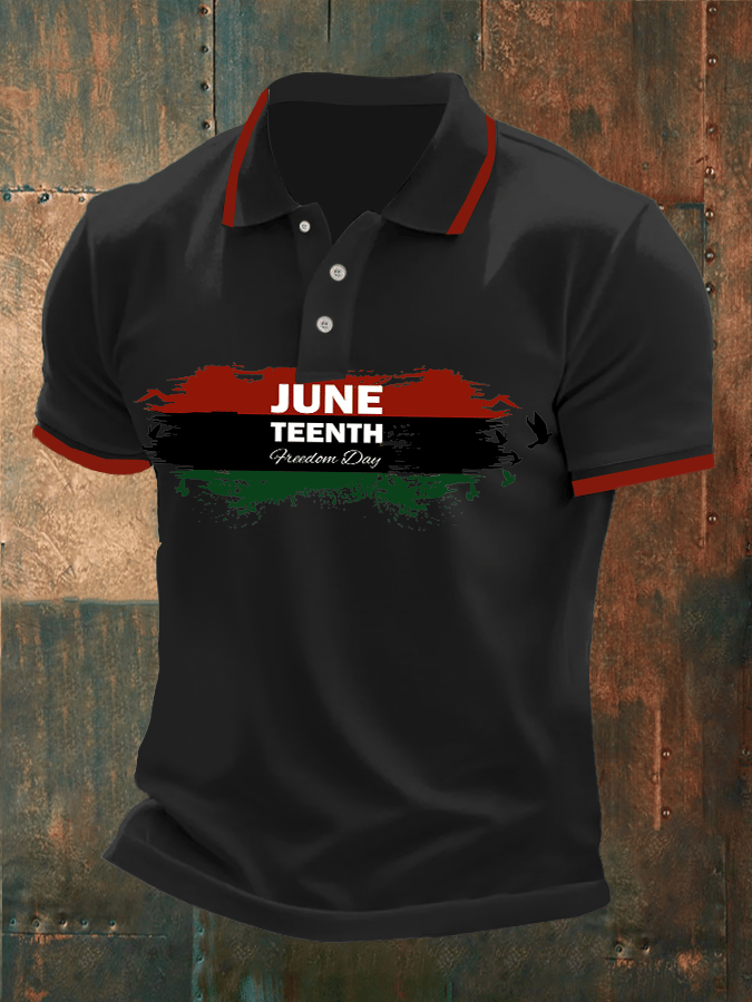 Mens Casual Juneteenth Print POLO Shirt
