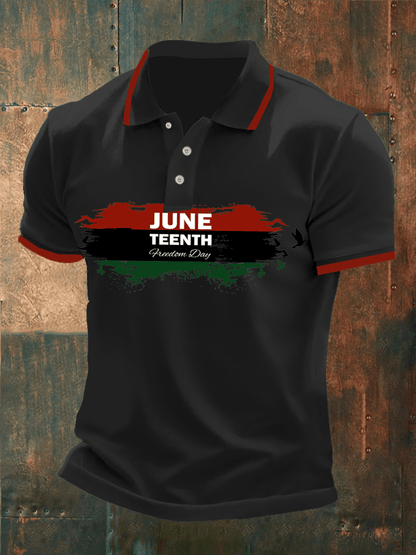 Mens Casual Juneteenth Print POLO Shirt