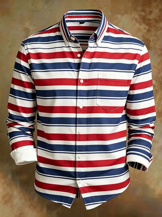 Men's Retro Abstract Art Print Comfortable Business Style Shirt