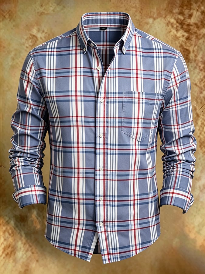 Men's Retro Abstract Art Print Comfortable Business Style Shirt