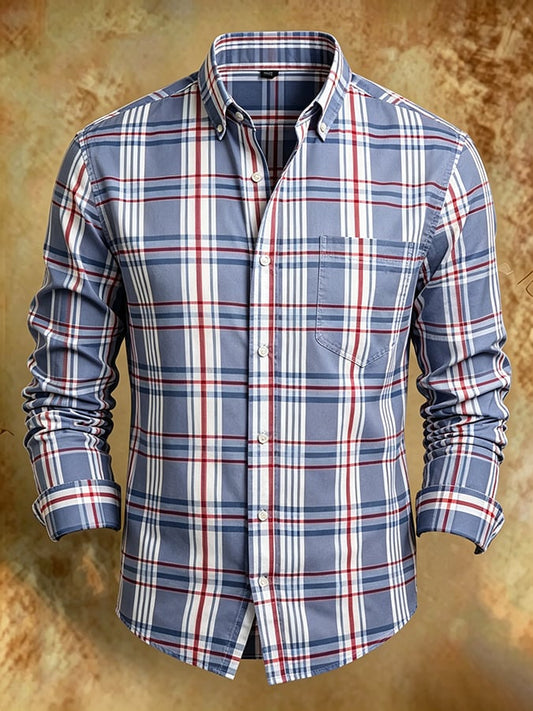 Men's Retro Abstract Art Print Comfortable Business Style Shirt