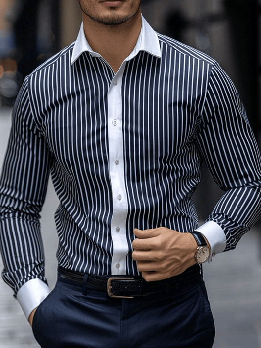 Men's Plaid Business Long Sleeve Shirt