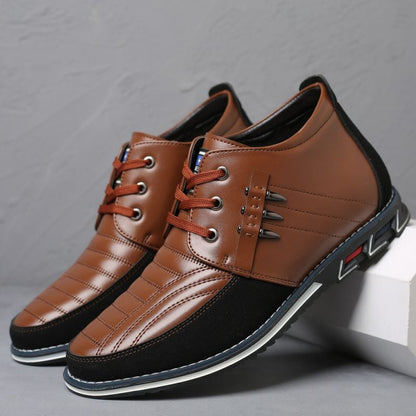 Fashion Mid-Top Lace-Up Casual Men'S Leather Shoes