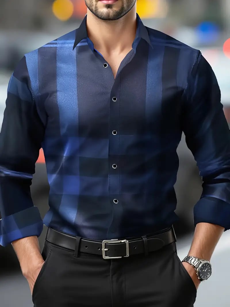 Men's Street Style Business Casual Printed Long Sleeve Shirt