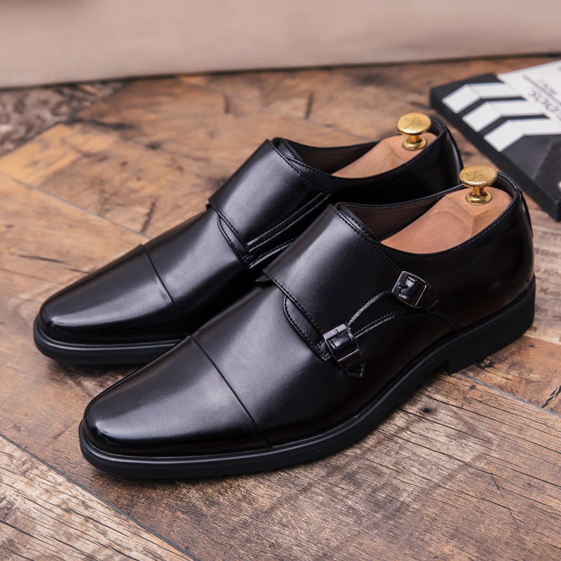 Business Casual British Double Buckle Leather Shoes
