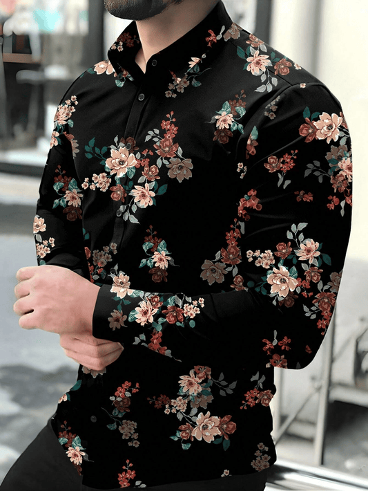 Men's Stripe Print Business Long Sleeve Shirt