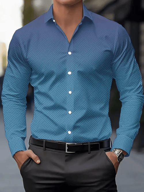 Men's Light Luxury Business Striped Print Shirt