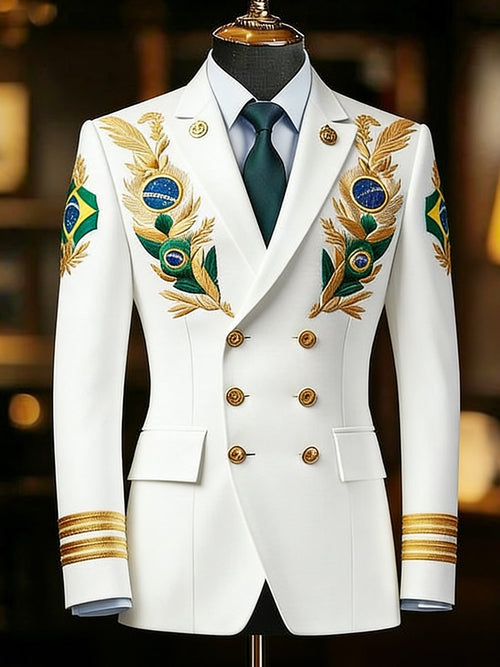 Men's Vintage Commemorative Navy Suit Jacket