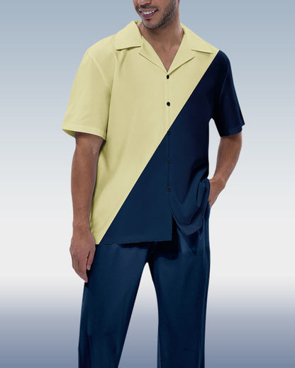 Rianmond Men's Color Print Short Sleeve Walking Suit 235