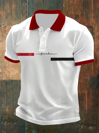 Men's Faith Printed Button Design Polo Shirt