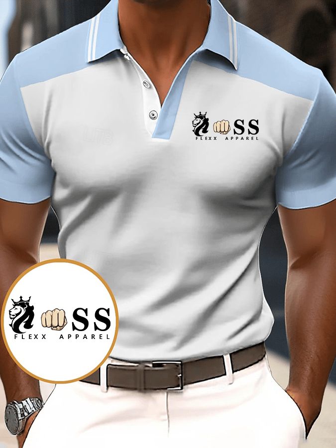 Men's Stylish Letter Print Casual Polo Shirt