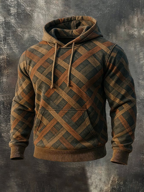 Men's Retro Distressed Color Block Print Casual Long Sleeve Sweatshirt