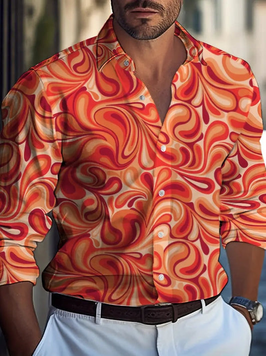 Men's Street Style Business Casual Printed Long Sleeve Shirt