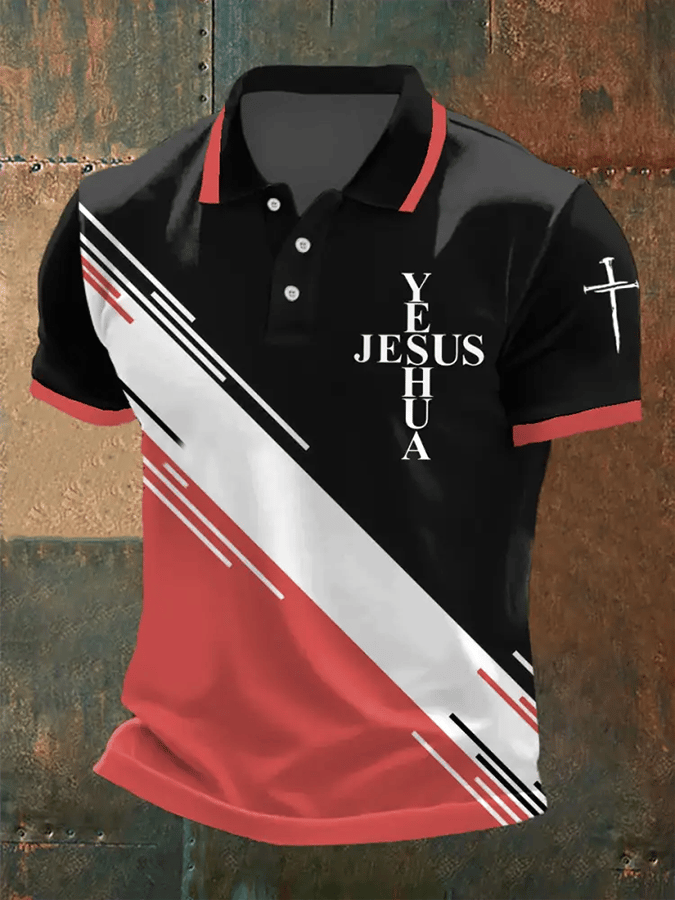 Men's Retro Faith Casual Printed Polo Shirt