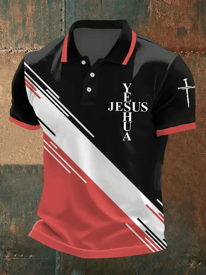 Men's Retro Faith Casual Printed Polo Shirt