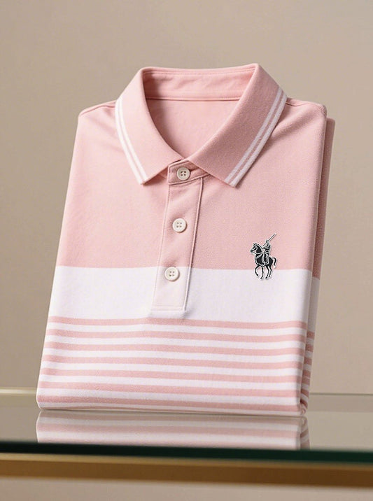 Men's Business Casual Button Short Sleeve Polo Shirt
