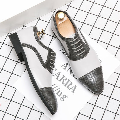 Business Casual Fashion Color Contrast Men'S Leather Shoes