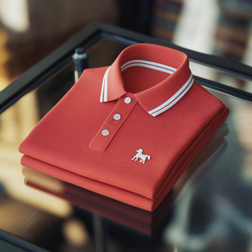 Men's Business Casual Button Short Sleeve Polo Shirt