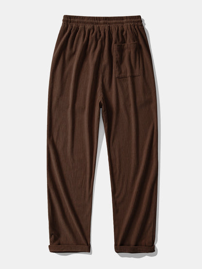 Relax Fit Contrast Corduroy Polo Collar Sweatshirt & Straight Leg Corduroy Pants