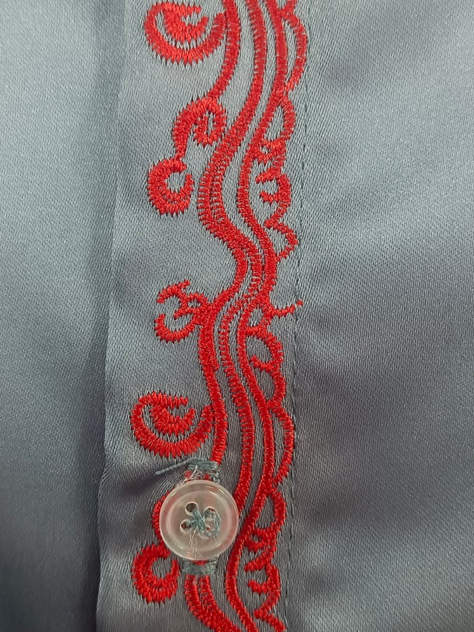 Men's  Independence Day Flag Fashion Business Luxury Design Embroidery Long Sleeve Shirt
