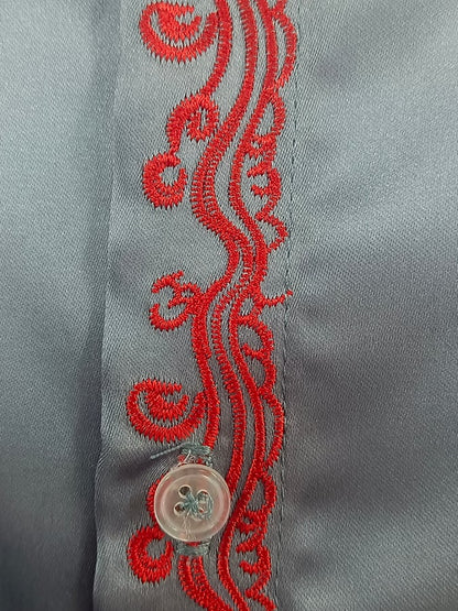Men's  Independence Day Flag Fashion Business Luxury Design Embroidery Long Sleeve Shirt