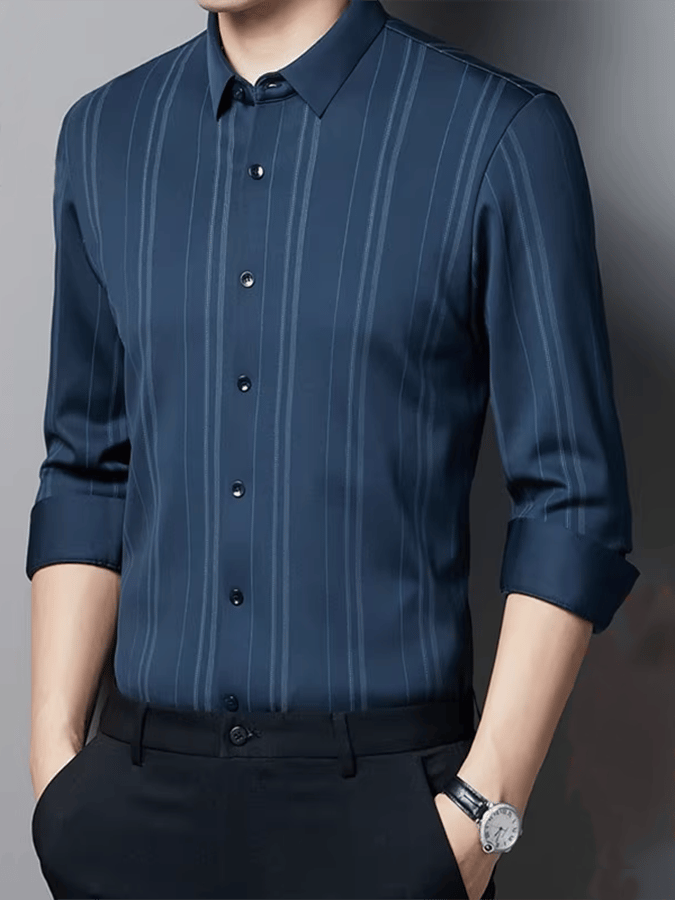 Men's Striped Business Casual Shirt