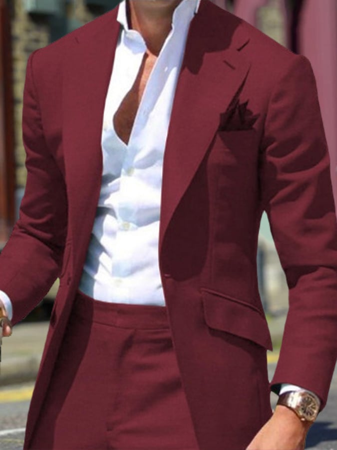 Men's Business Double Breasted Side Suit Two-Piece Suit