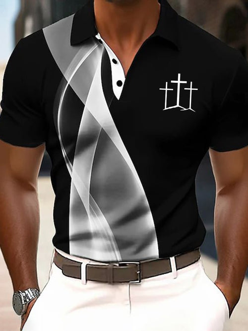 Men's Casual Faith In Jesus Truth Road Contrast Color Polo