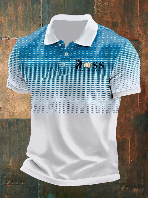 Men's casual polo shirt with contrast print