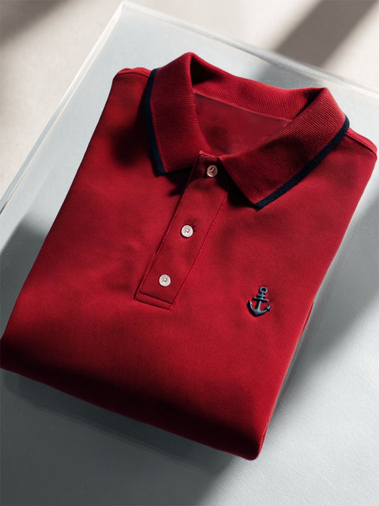 Men's Business Casual Button Short Sleeve Polo Shirt
