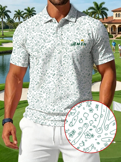 Men's Golf Print Casual Polo