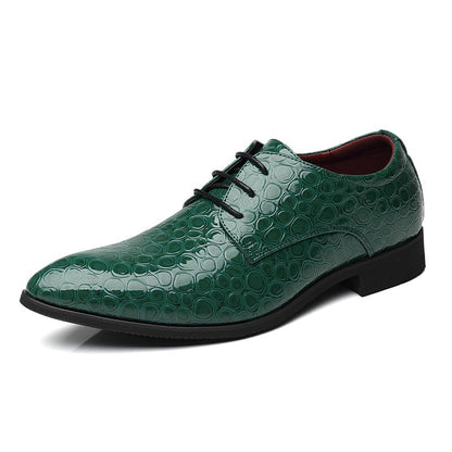 Men's Stylish Embossed Pointed Toe Patent Leather Shoes