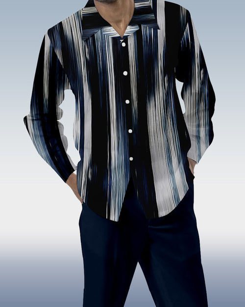 Suitmens Men's Color Block Print Long Sleeve Walking Suit 192