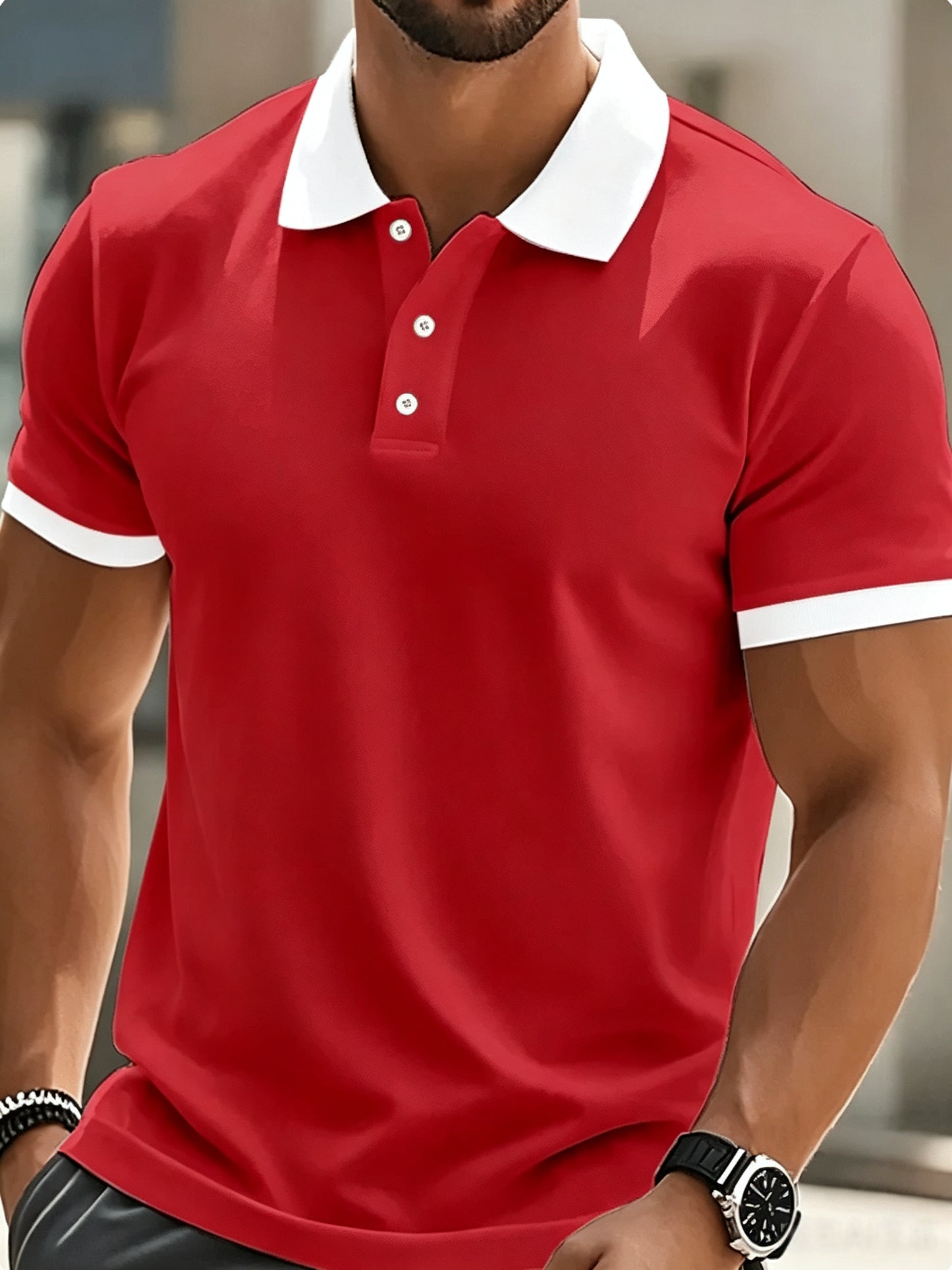 Men's Business Casual Printed Casual POLO Shirt