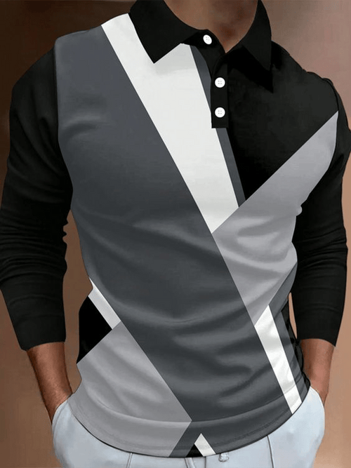 Men's Business Casual Striped Zip-Up Shirt