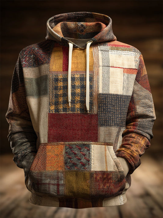 Men's Vintage Geometric Hooded