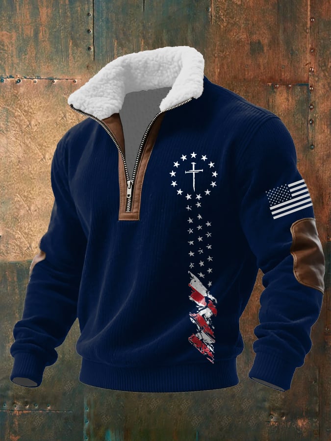 Men's Casual Faith Retro Textured Sweatshirt