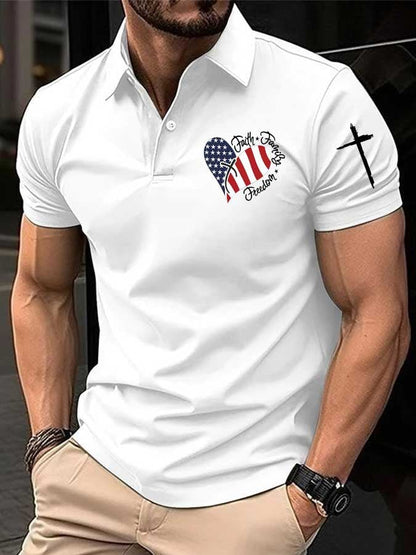 Men's Faith American flag print polo shirt